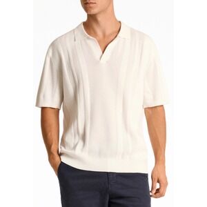 Lindbergh Polo Shirt Mens XL White Oversized Fit Knit Short Sleeve Preppy Retro